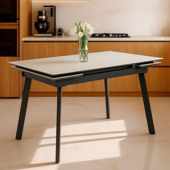 Керамический стол Норман 120(180)х80 carmen light grey / черный Керамический стол Норман 120(180)х80 carmen light grey / черный - фото 7