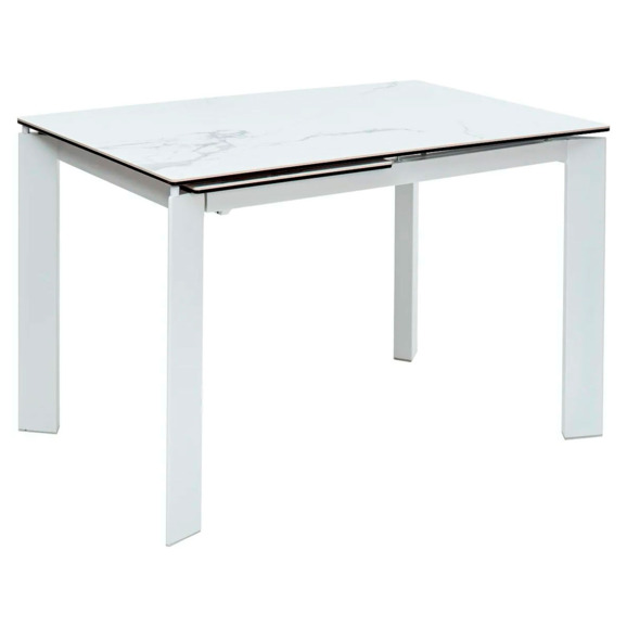 Стол Corner 120 Matte statuario Белый мрамор матовый керамика, белый каркас - фото 1
