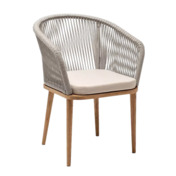 Фотография товара Стул Марсель плетеный из роупа, основание дуб, серый меланж круглый, ткань бежевая 052 от компании ChiedoCover.