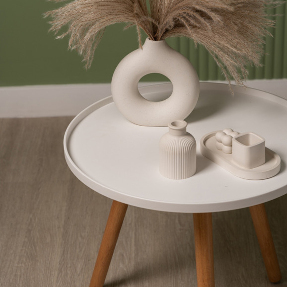 Стол журнальный Alvi, белый, деревянные ножки - фото 3