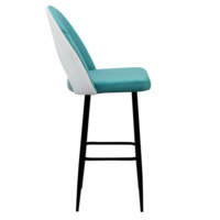 Барный стул Маллин, велюр голубой Curtier ocean/белый Curtier linen, ножки металл