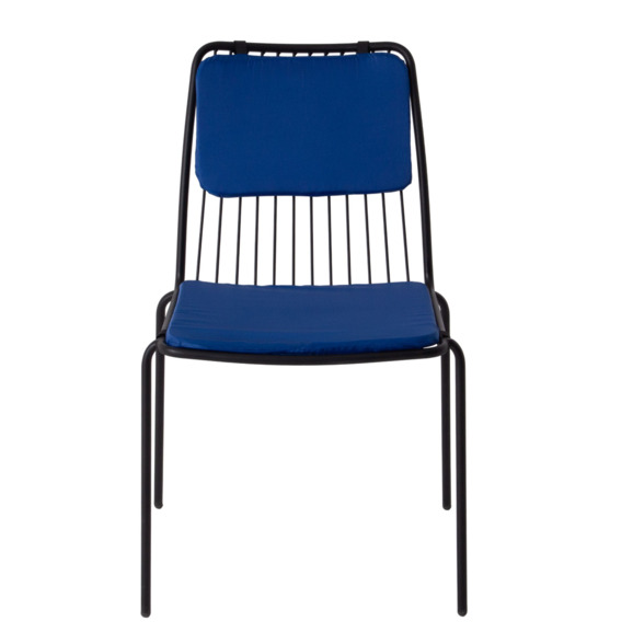 Стул Лион с подушкой 01, черный, синяя подушка - фото 6