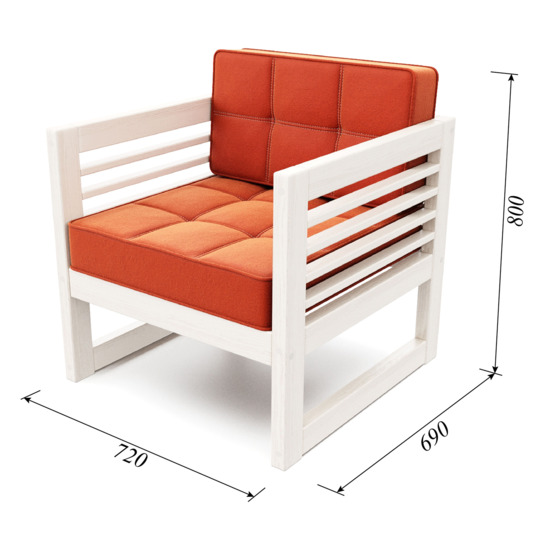 Кресло Вега беленый дуб, оранжевое - фото 4