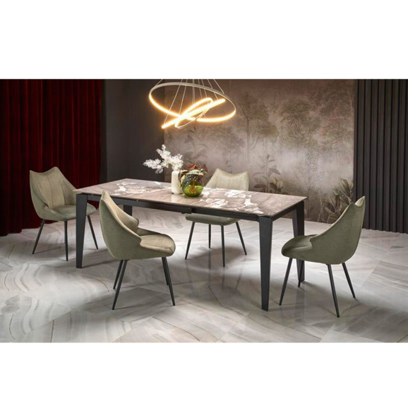 Стол обеденный Comet, раскладной, серый мрамор, черный - фото 8