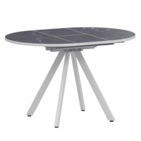 Настоящее фото товара Стол раздвижной Лаки мини 900+300мм, даркстоун, белый муар, произведённого компанией ChiedoCover