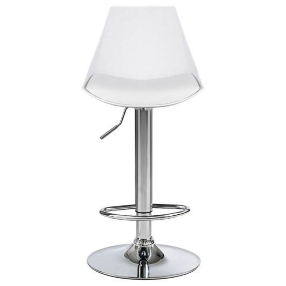 Барный стул АМАЛЬФИ, хром сталь, пластик, кожзам белый - фото 4