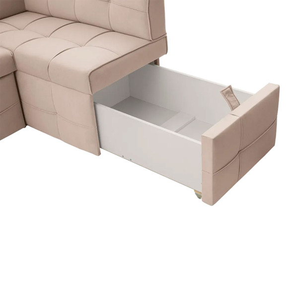 Угловой диван для кухни Атлант Плюс, бежевый, правый - фото 4