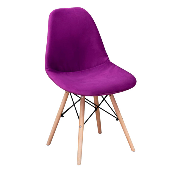 Чехол Е01 на стул Eames, уплотненный, велюр фиолетовый - фото 1