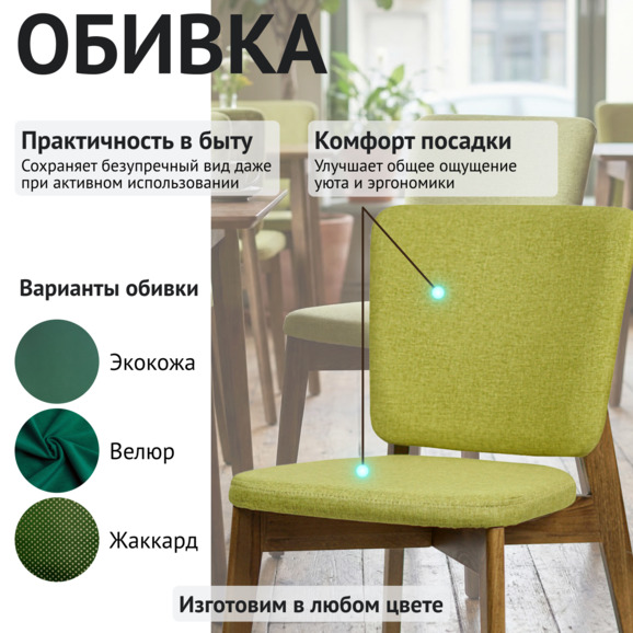 Стул Сафир, Рогожка Монтреаль 72 горчичный, светлый орех - фото 3