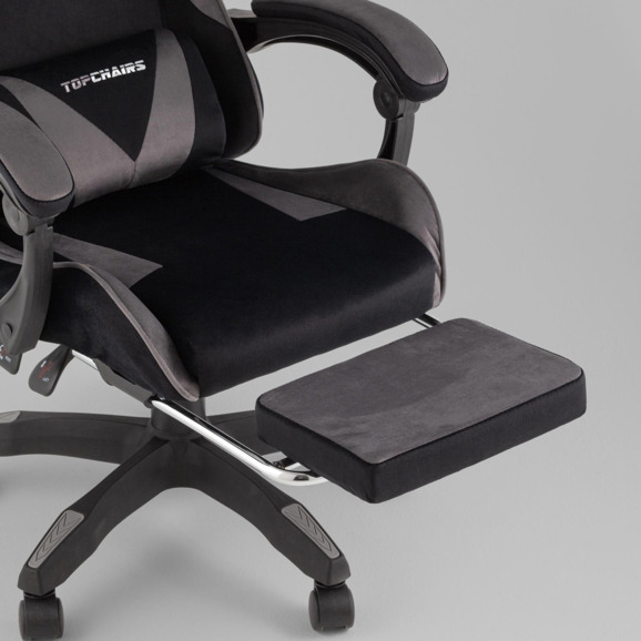 Кресло спортивное TopChairs MG-7019 велюр черно-серый - фото 7