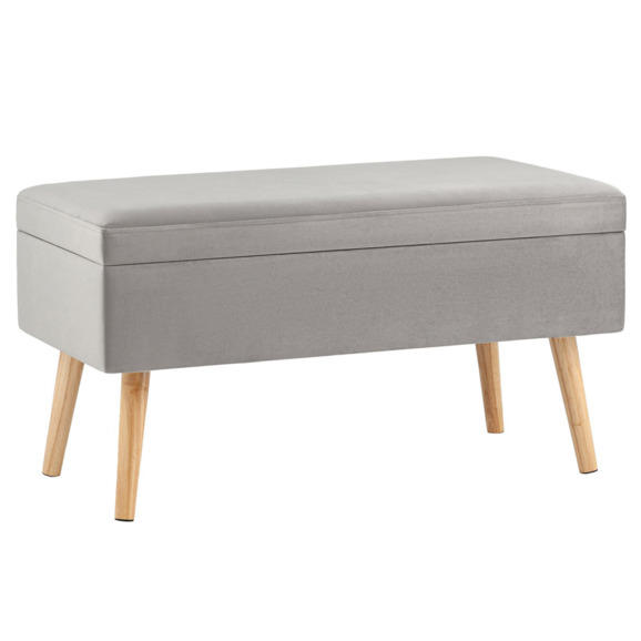 Банкетка Сторми, с ящиком, велюр, серый - фото 1
