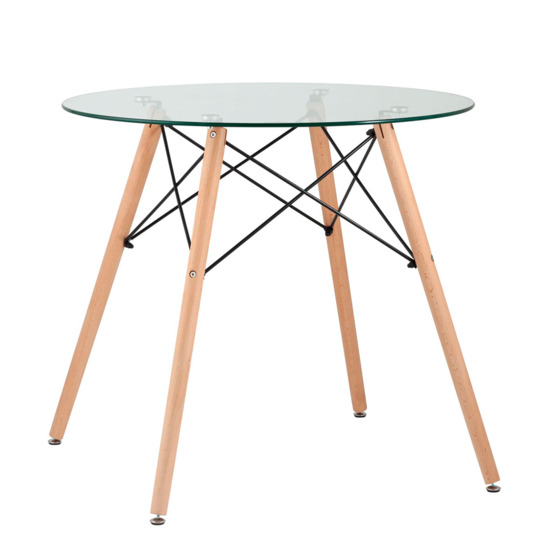 Стол круглый Eames DSW NEW, D80, прозрачный, стекло - фото 1