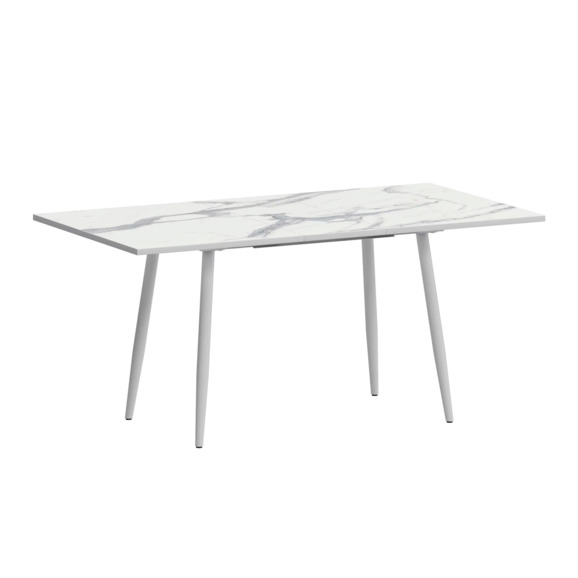 Стол раздвижной Бетти 1100+300 мрамор белый, белый муар Стол раздвижной Бетти 1100+300 мрамор белый, белый муар - фото 1