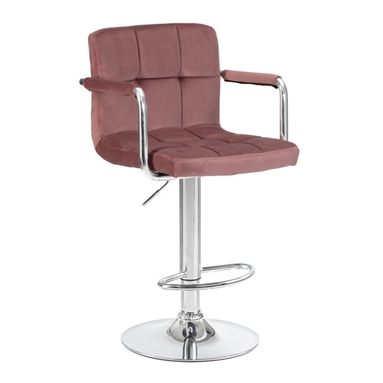 Барный стул Фолкрик, пудрово-розовый велюр - фото 1