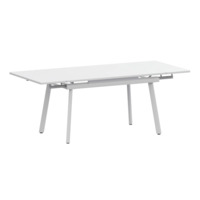 Настоящее фото товара Стол раздвижной Гранди 1200+300+300, супер белый, белый муар, произведённого компанией ChiedoCover
