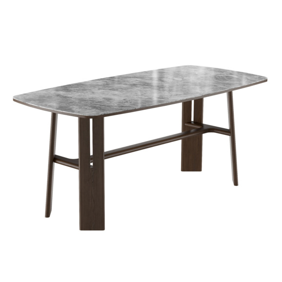 Стол Радо, темный ясень, мрамор серый глянцевый, керамогранит/ЛДСП - фото 1