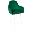 Кресло Сета, барные ножки, зеленый, белый, велюр