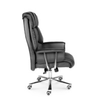 Кресло офисное / Президент / сталь + хром / черная  кожа