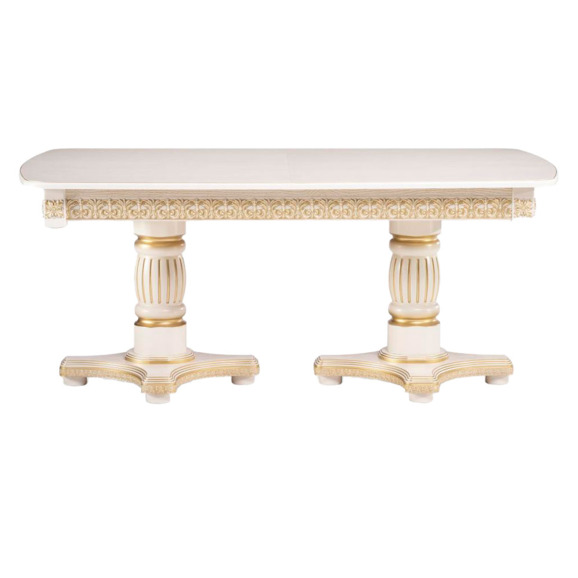 Деревянный стол Морнит 180(240)х100х76 слоновая кость / золото - фото 2