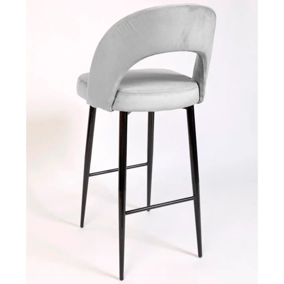 Стул Пиннате, барный, светло-серый, черный, велюр - фото 5