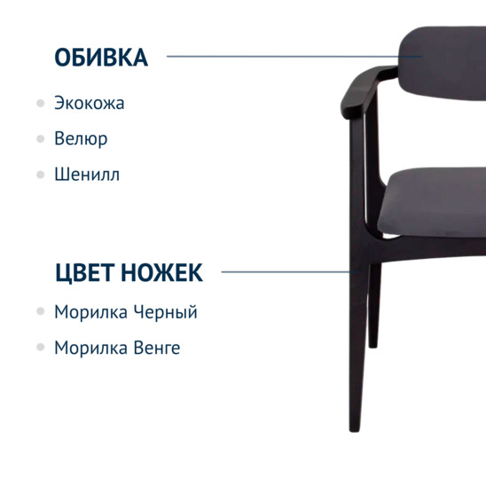 Стул Gavi, велюр Velutto 32, каркас бук морилка черная  - фото 2