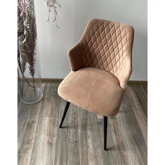 Стул HERMAN, бежевый, велюр, черный каркас, поворотный - фото 6