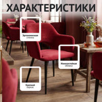 Фотография товара Стул Аква, ножки черные, велюр красный от компании ChiedoCover.