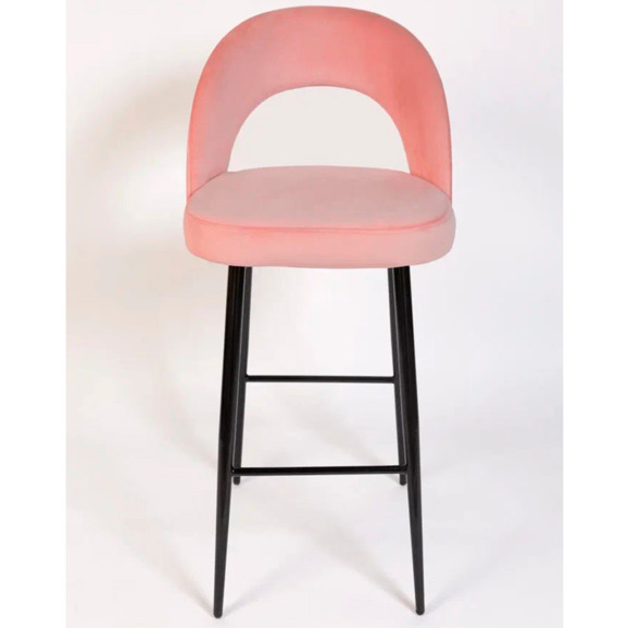 Стул Пиннате, барный, пудровый, черный, велюр - фото 2