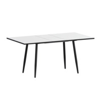 Фотография Стол раздвижной Бетти 1100+300 супер белый, черный муар от производителя ChiedoCover, картинка продукции, реальное фото товара Настоящее фото товара Стол раздвижной Бетти 1100+300 супер белый, черный муар, произведённого компанией ChiedoCover