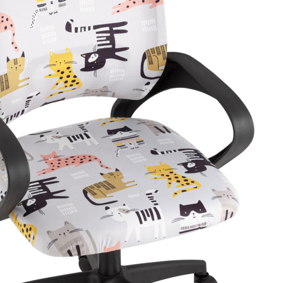 Кресло офисное TopChairs Simple SN Junior принт Blue Cats, черный - фото 7