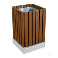 Настоящее фото товара Урна квадратная деревянная на бетонном основании, орех, произведённого компанией ChiedoCover