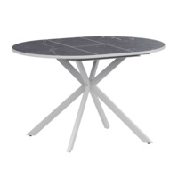 Фотография Стол раздвижной Грант 900+300, даркстоун, белый муар от производителя ChiedoCover, картинка продукции, реальное фото товара Настоящее фото товара Стол раздвижной Грант 900+300, даркстоун, белый муар, произведённого компанией ChiedoCover