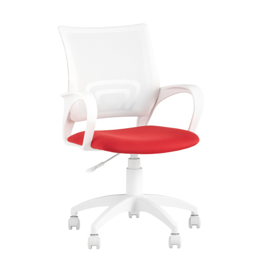 Кресло офисное TopChairs ST-BASIC-W красный, белая спинка - фото 1