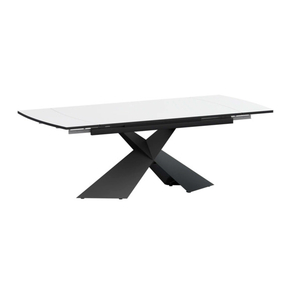 Стол раздвижной Моден 1400х800+300, супер белый, черный муар - фото 1