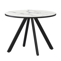 Настоящее фото товара Стол нераздвижной Лаки мини 900мм, мрамор белый, черный муар, произведённого компанией ChiedoCover