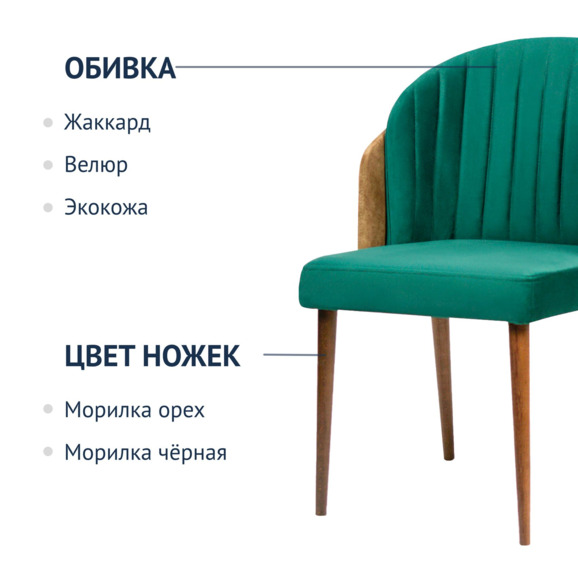 Полукресло Лилия, велюр Imperia Little green/Lambre 02, старинный орех - фото 2