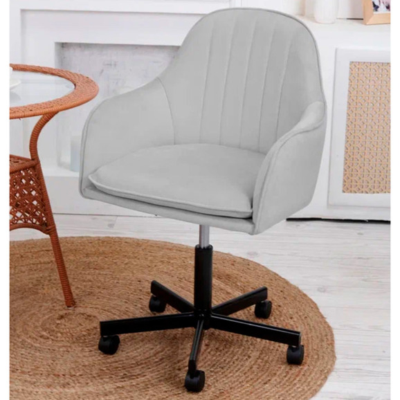 Кресло Сета, пятилучие, светло-серый, черный, велюр - фото 7