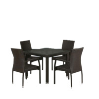 Настоящее фото товара Комплект мебели Аврора, 4 стула, темно-коричневый, произведённого компанией ChiedoCover
