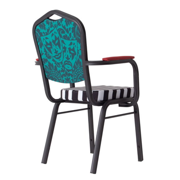 Стул Хит 25 с подлокотниками, каркас черный муар, с принтом Faces - фото 7