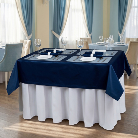 Комплект мебели и текстиля на 4 персоны, белый, синий - фото 2