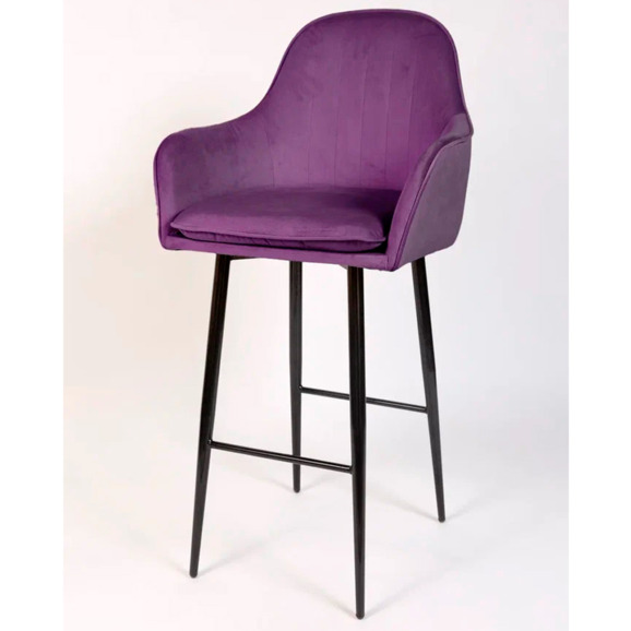 Кресло Сета, барные ножки, фиолетовый, черный, велюр - фото 3