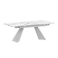 Фотография Стол раздвижной Дуит 1200х800+300, мрамор белый, белый муар от производителя ChiedoCover, картинка продукции, реальное фото товара Настоящее фото товара Стол раздвижной Дуит 1200х800+300, мрамор белый, белый муар, произведённого компанией ChiedoCover