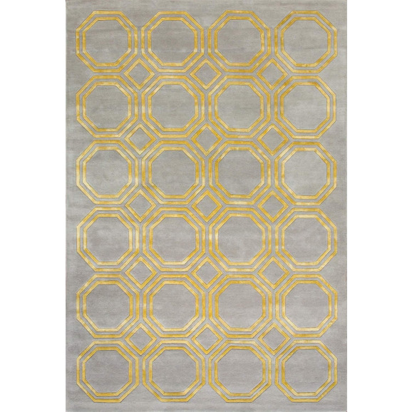 Индийский ковёр шерстяной «OCTAGON RUG» GREY-LIGHT GOLD - фото 1