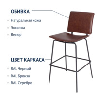 Фотография товара Стул барный Don, натуральная кожа, каркас черный муар 9005 от компании ChiedoCover.