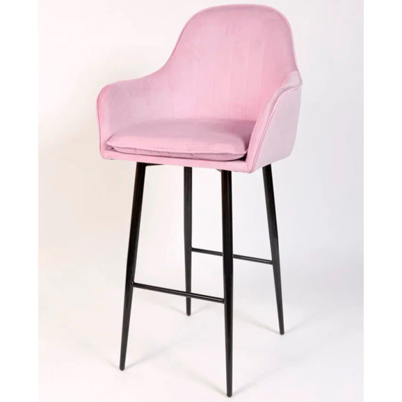 Кресло Сета, барные ножки, сиреневый, черный, велюр - фото 3