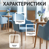 Фотография товара Стул Роза, велюр Вэлла 47, ножки бук морилка белая от компании ChiedoCover.