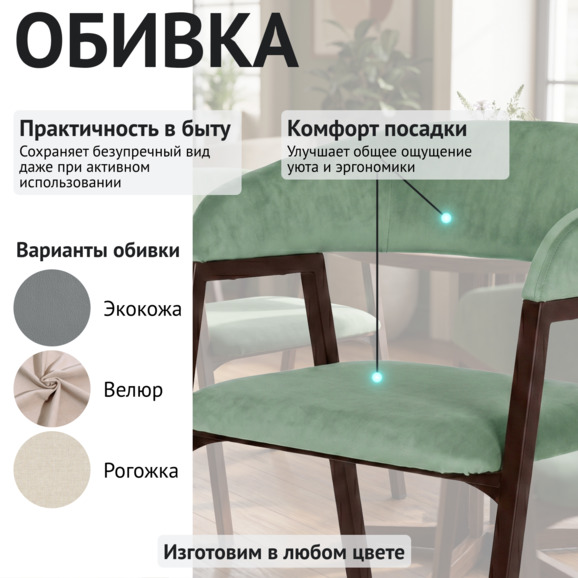 Стул Прадо, велюр Велютто 70, каркас темный орех - фото 3