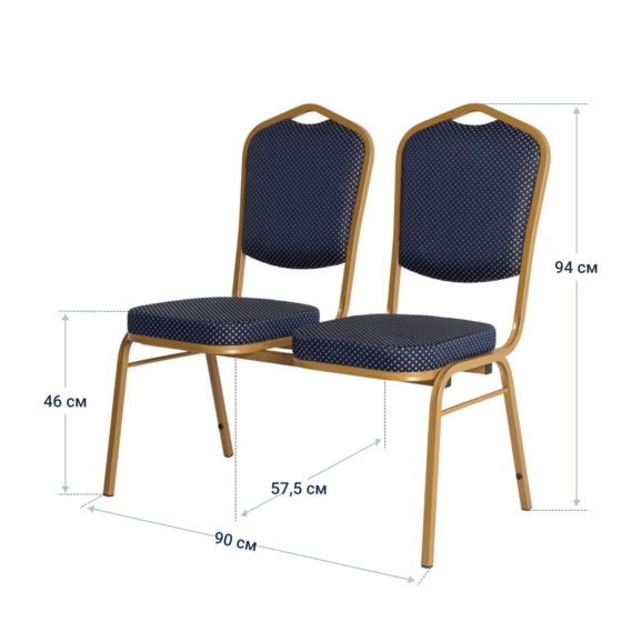 Секция стульев Хит, жаккард корона синяя, каркас золото - фото 4