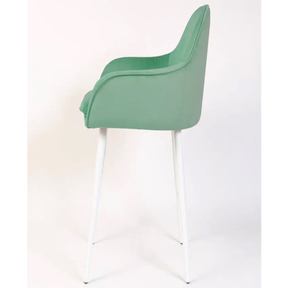 Кресло Сета, барные ножки, светло-зеленый, белый, велюр - фото 4