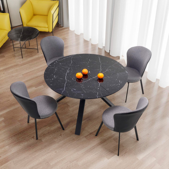 Стол раскладной Chord, черный мрамор, ножки черные - фото 8